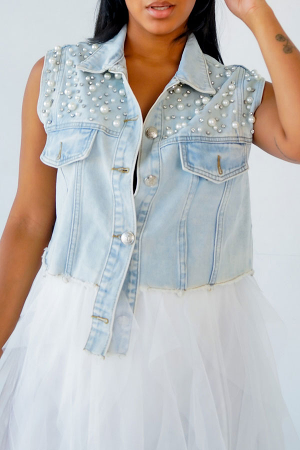 storexq Faux Pearl Rocking Single Breasted Coat