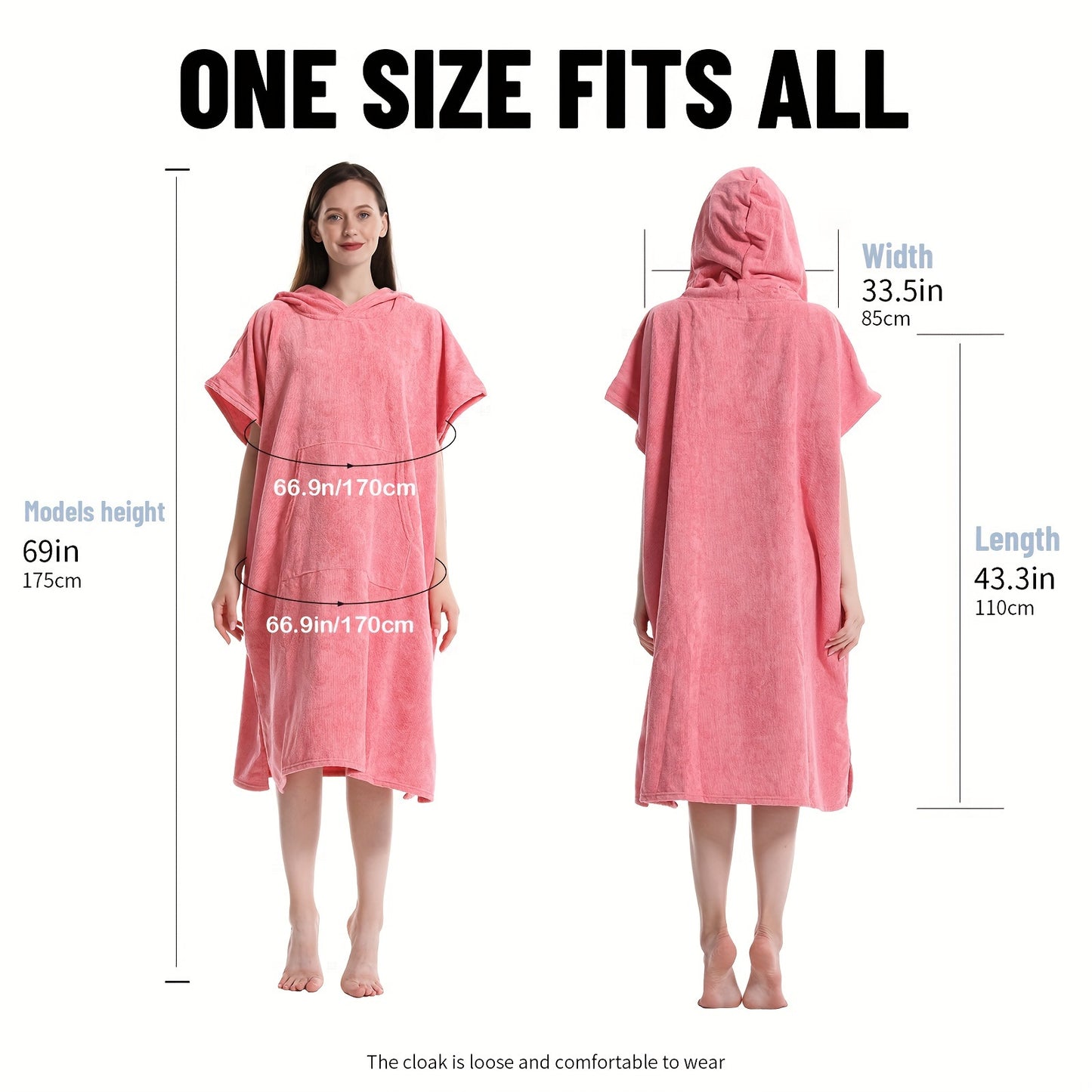 1pc Soft Quick-drying Bathrobe, Super Absorbent Hooded Short-sleeved Pajamas, Dress Style Nightdress, Adult Bathrobe, All-purpose Pajamas For Men And Women In 5 Colors, Bathroom Supplies