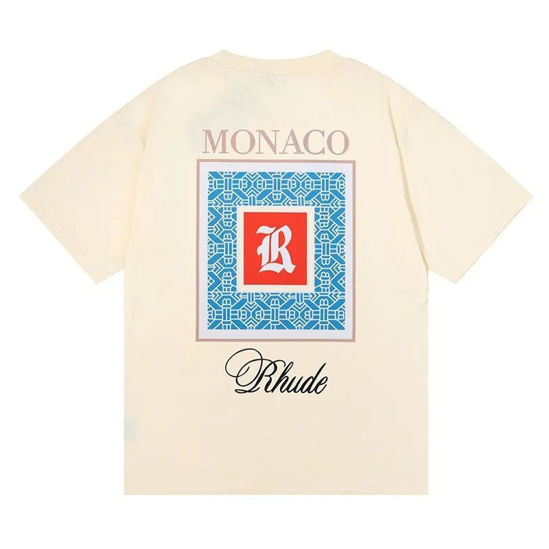 RH Designers Mens Rhude Embroidery T Shirts for Summer Mens Tops Letter Polos Shirt Womens Tshirts Clothing Short Sleeved Large Plus 100% Cotton Tees Size S-XL