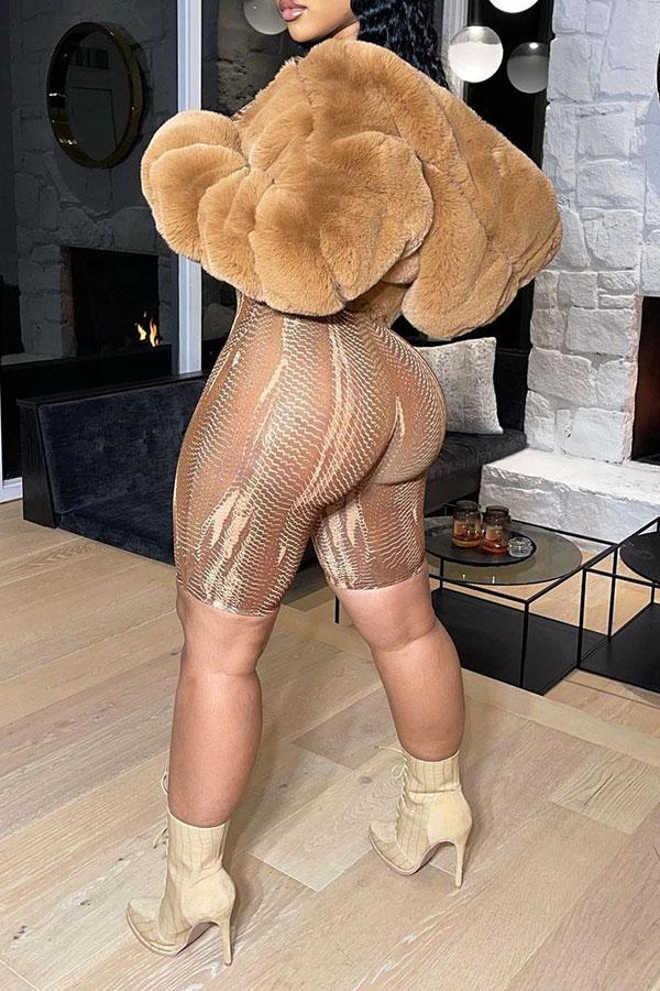 storexq Solid Color Faux Fur Luxe Hooded Coat