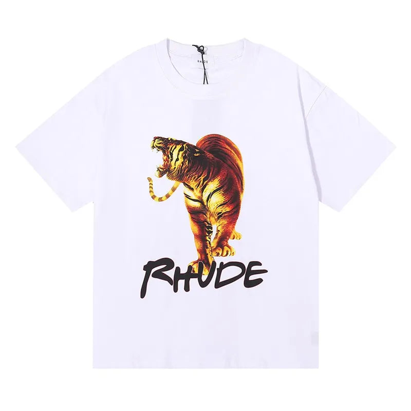 RH Designers Mens Rhude Embroidery T Shirts for Summer Mens Tops Letter Polos Shirt Womens Tshirts Clothing Short Sleeved Large Plus 100% Cotton Tees Size S-XL