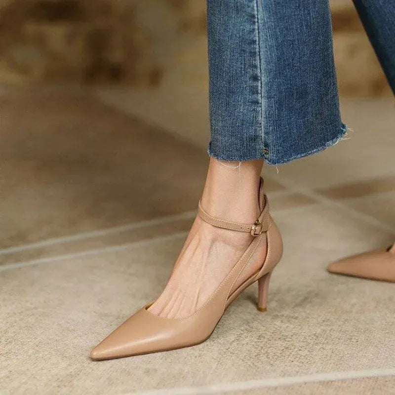 Heels Women Spring Solid Colors Pointed Medium Fashion Elegant Casual Shoes Party Sandals Pumps Talon Zapatos 240605