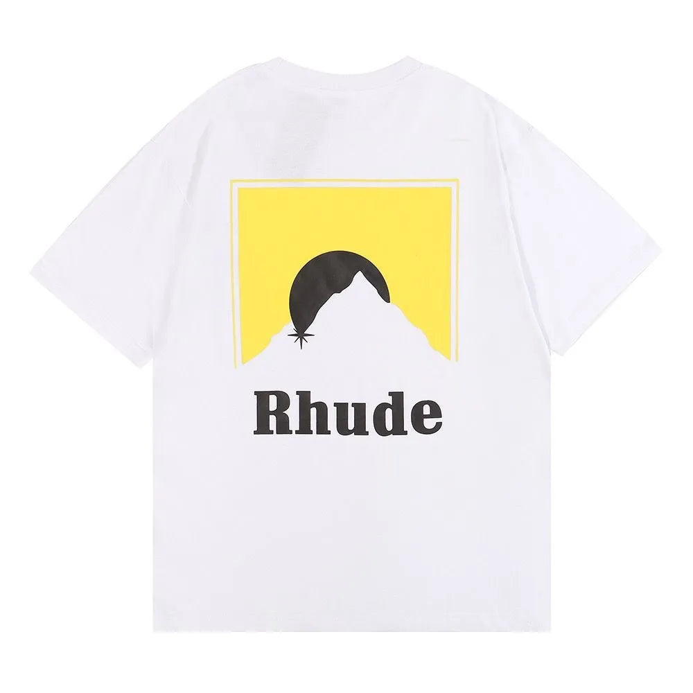 RH Designers Mens Rhude Embroidery T Shirts for Summer Mens Tops Letter Polos Shirt Womens Tshirts Clothing Short Sleeved Large Plus 100% Cotton Tees Size S-XL