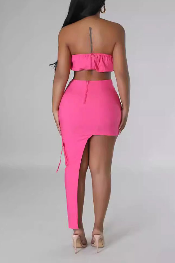storexq Solid Color Urban Patch Pocket Irregular Dress Suit