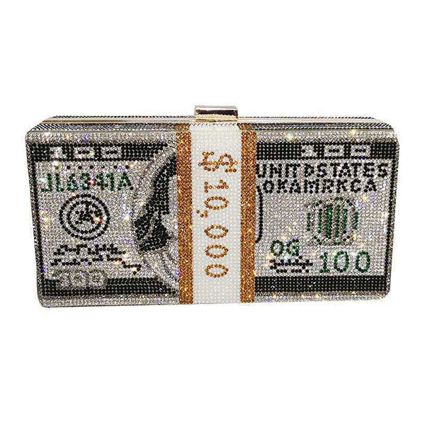 storexq Dollar Pattern Unique Rhinestone Bag