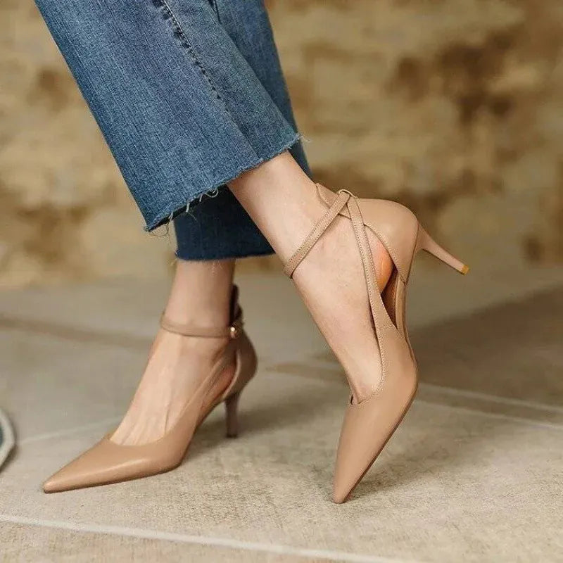 Heels Women Spring Solid Colors Pointed Medium Fashion Elegant Casual Shoes Party Sandals Pumps Talon Zapatos 240605