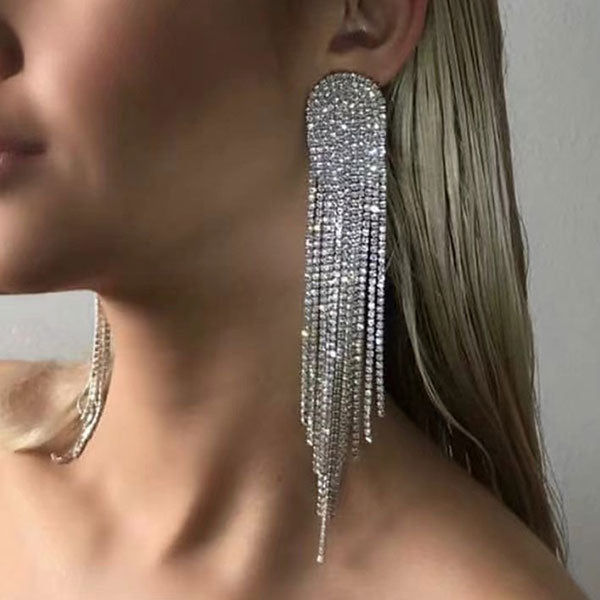 storexq Rhinestone On-trend Irregular Tassel Earrings