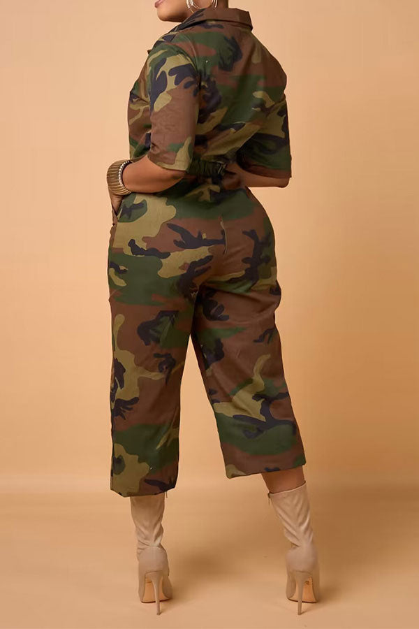 storexq Camouflage Commuting Pocket Jumpsuit
