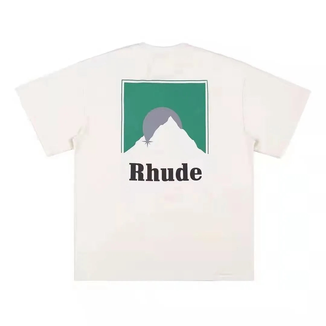 RH Designers Mens Rhude Embroidery T Shirts for Summer Mens Tops Letter Polos Shirt Womens Tshirts Clothing Short Sleeved Large Plus 100% Cotton Tees Size S-XL