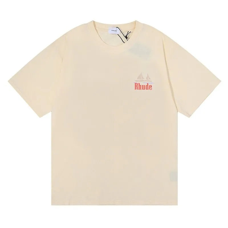 RH Designers Mens Rhude Embroidery T Shirts for Summer Mens Tops Letter Polos Shirt Womens Tshirts Clothing Short Sleeved Large Plus 100% Cotton Tees Size S-XL