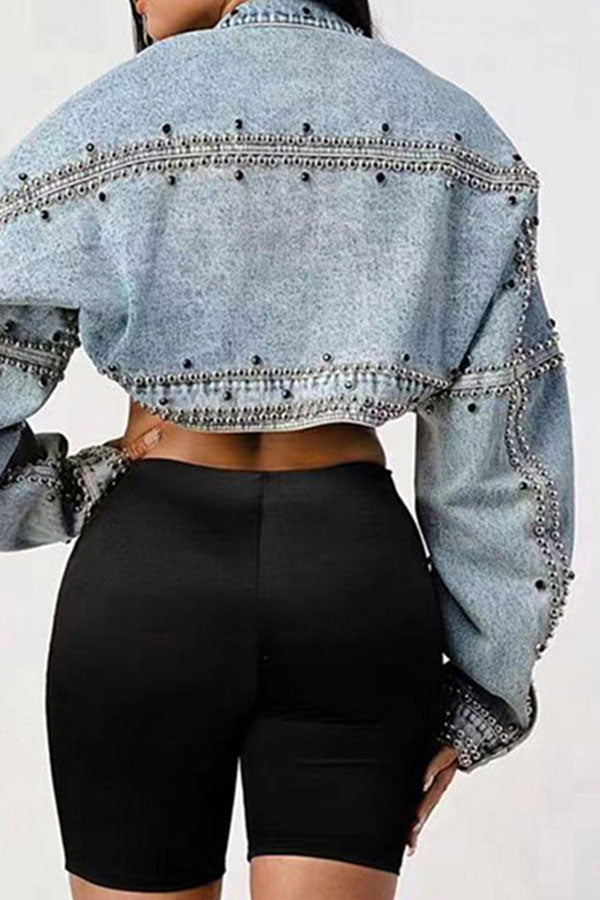 storexq Rivet Design On-trend Cape Style Denim Jacket