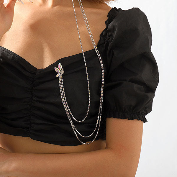 storexq Rhinestone Chic Multi-layer Claw Chain Earrings