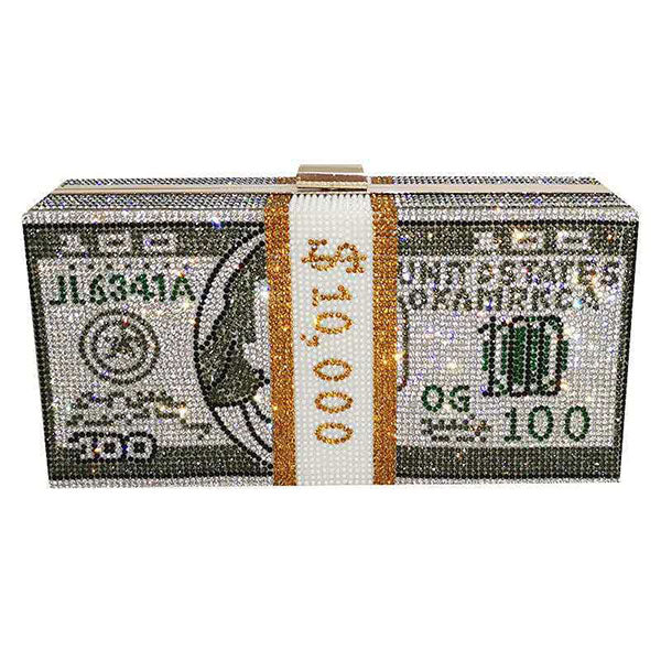 storexq Dollar Pattern Unique Rhinestone Bag