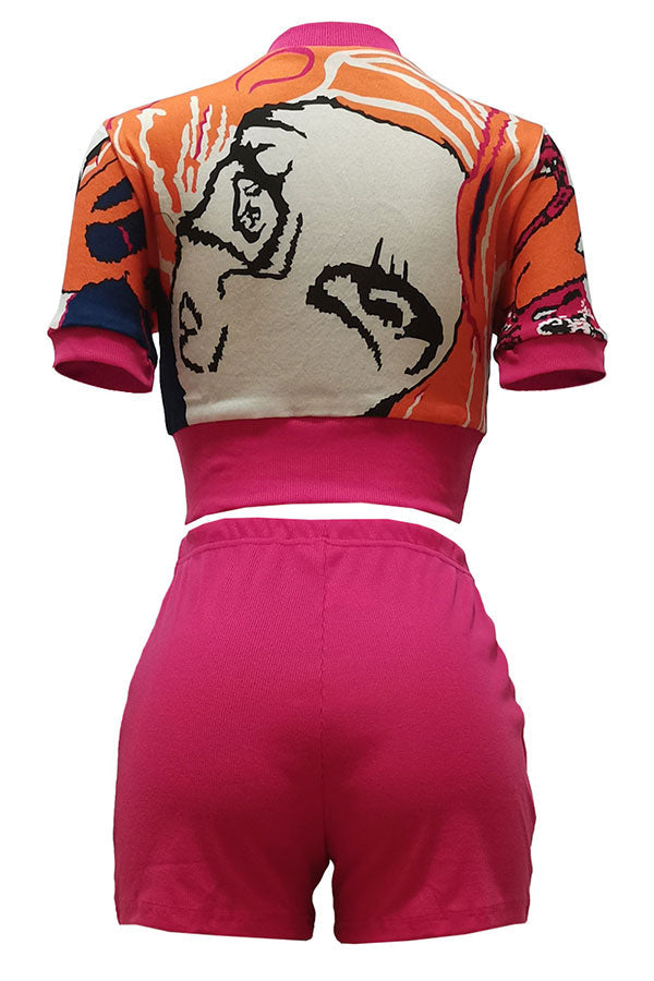 storexq Abstract Print Patchwork Casual Pant Suit