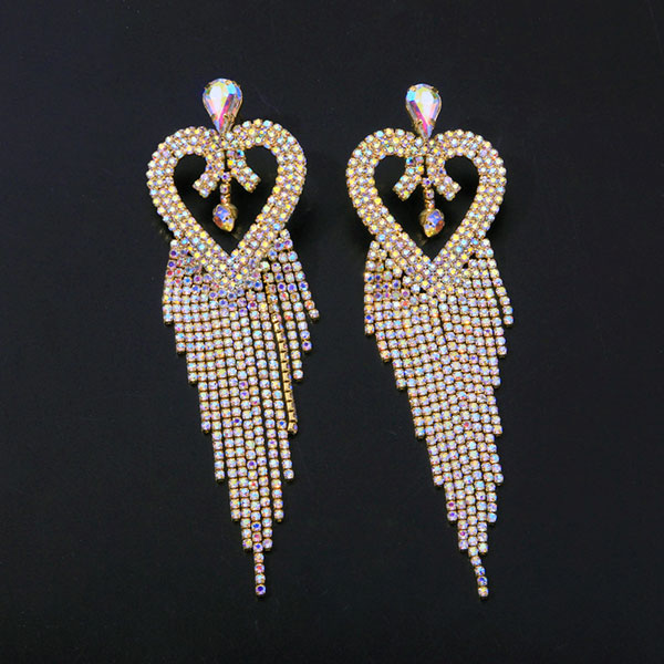 storexq 1Pair Heart Shape Sweet Tassel Earrings