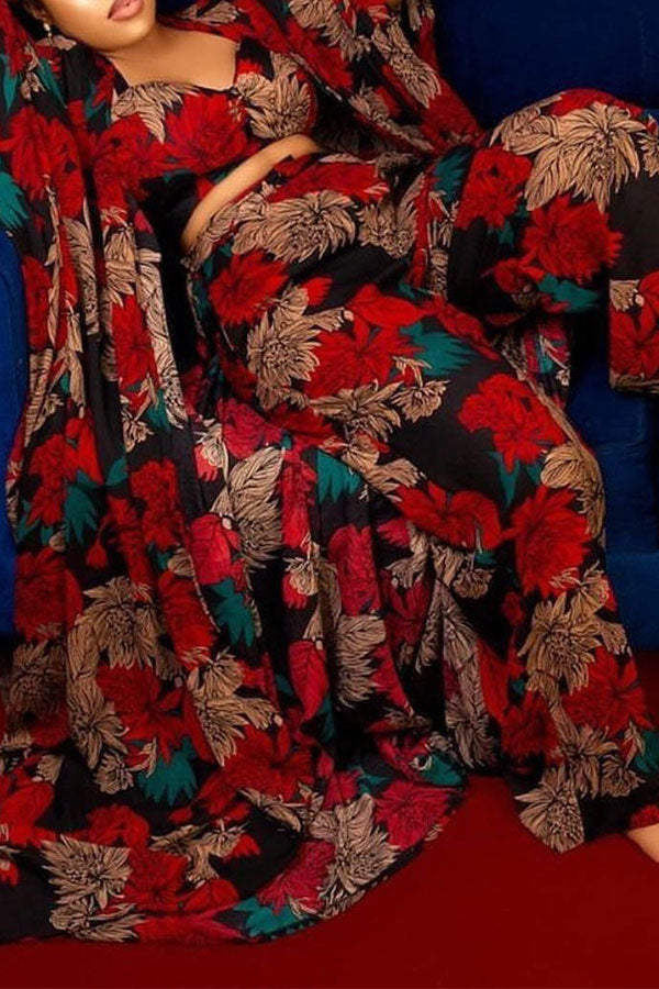 storexq Leaf Print Undeniable Flowy Pant Suit (Three Pieces)