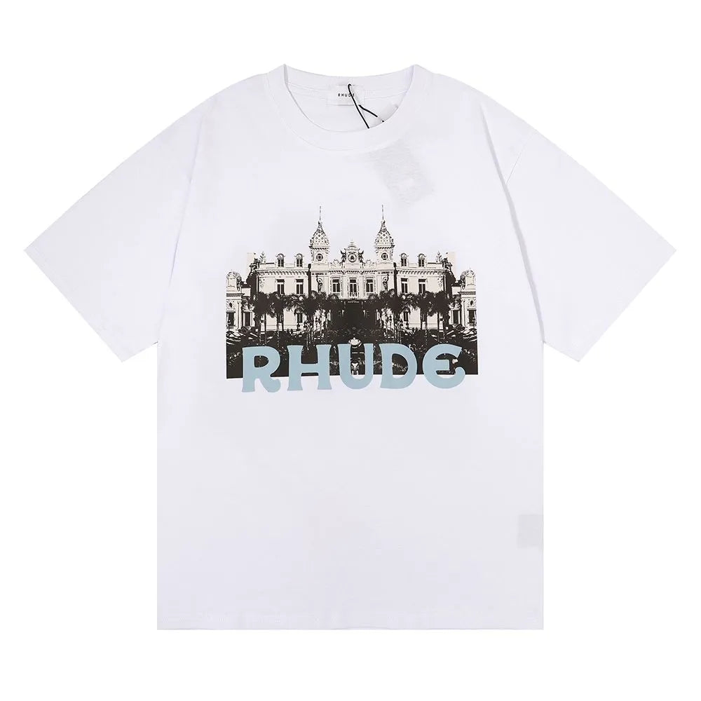 RH Designers Mens Rhude Embroidery T Shirts for Summer Mens Tops Letter Polos Shirt Womens Tshirts Clothing Short Sleeved Large Plus 100% Cotton Tees Size S-XL
