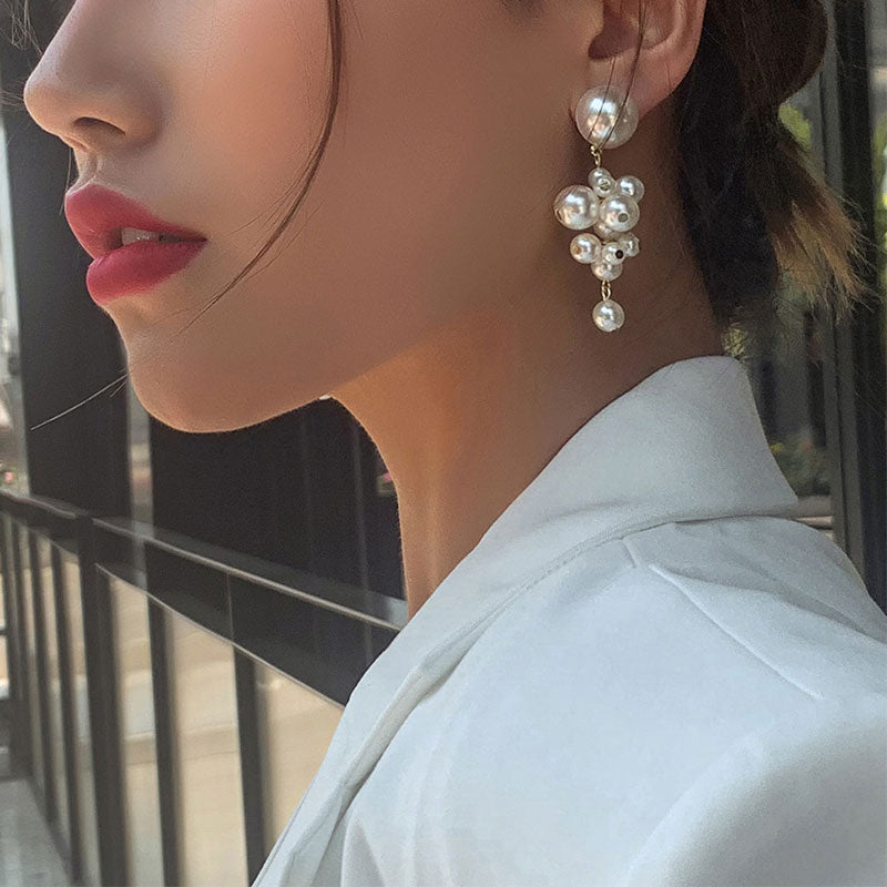 storexq Elegant Faux Pearl Grape String Earrings