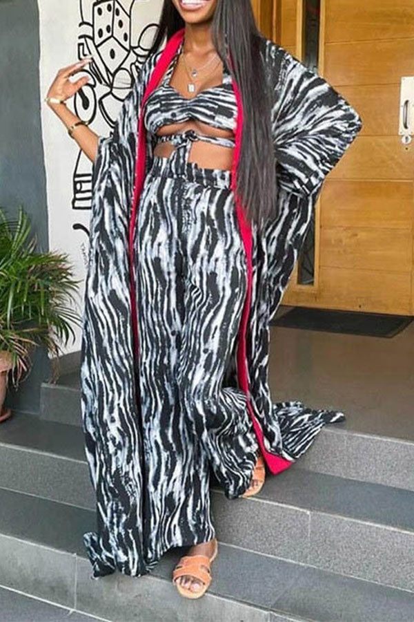 storexq Leaf Print Undeniable Flowy Pant Suit (Three Pieces)