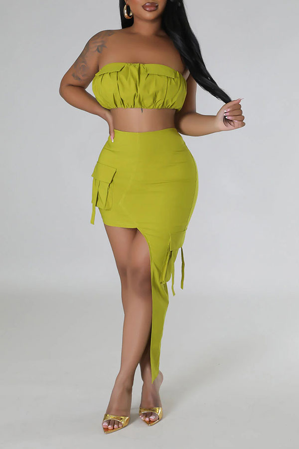 storexq Solid Color Urban Patch Pocket Irregular Dress Suit