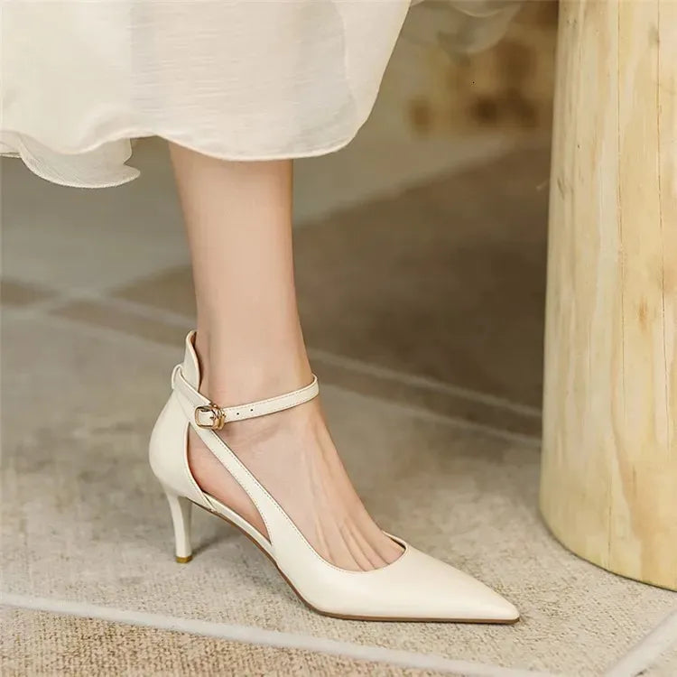 Heels Women Spring Solid Colors Pointed Medium Fashion Elegant Casual Shoes Party Sandals Pumps Talon Zapatos 240605