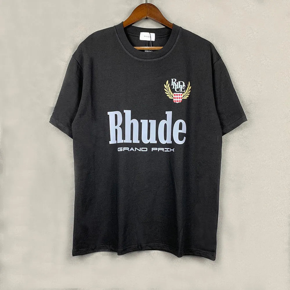 RH Designers Mens Rhude Embroidery T Shirts for Summer Mens Tops Letter Polos Shirt Womens Tshirts Clothing Short Sleeved Large Plus 100% Cotton Tees Size S-XL