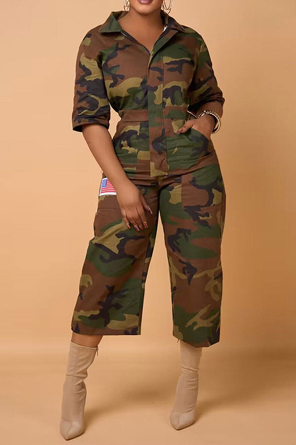 storexq Camouflage Commuting Pocket Jumpsuit