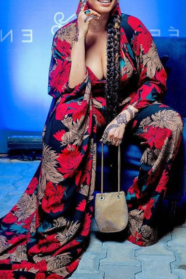 storexq Leaf Print Undeniable Flowy Pant Suit (Three Pieces)