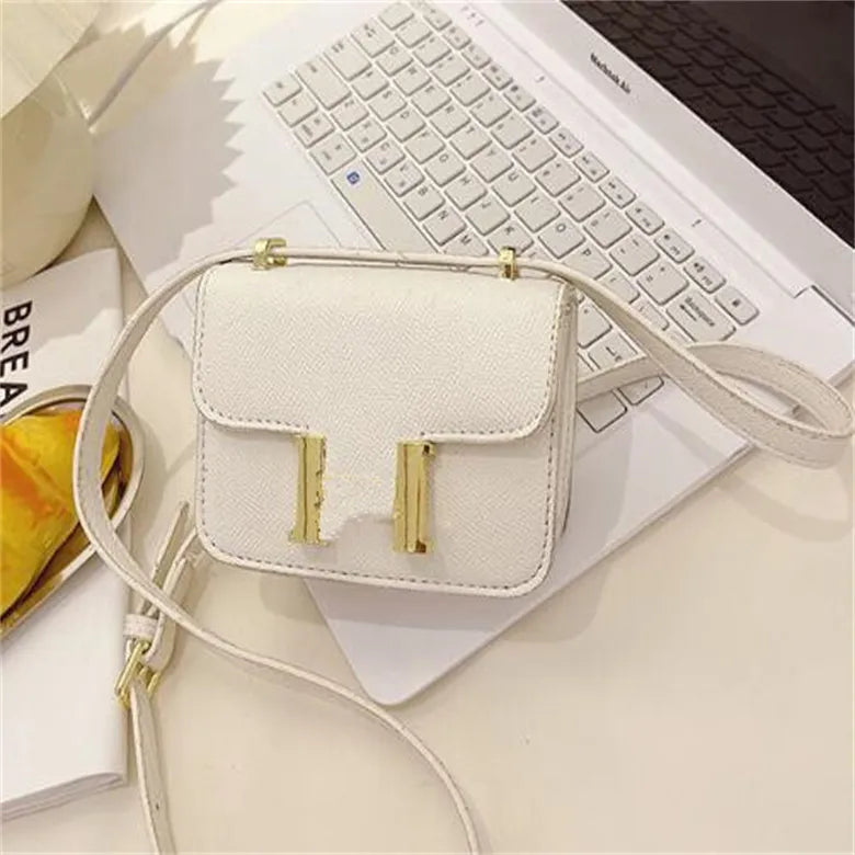 Kids Handbag Girl Shoulder Bags Gold Buckle PU Leather Children Coin Purses Saddle Bag Princess Messenger Bag