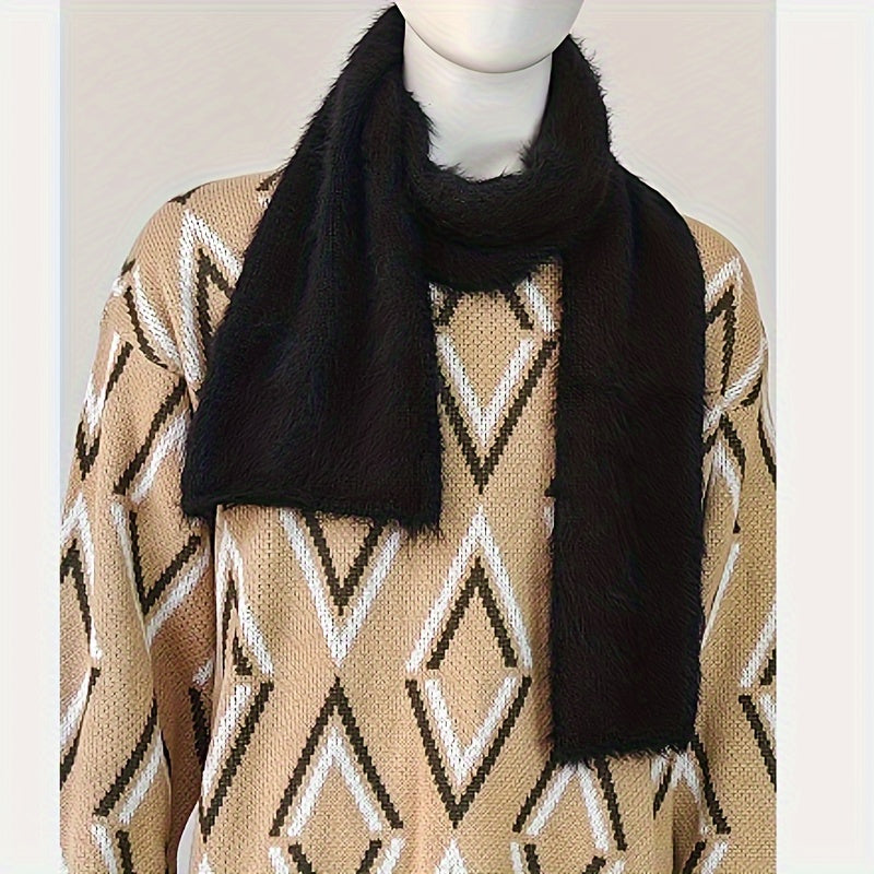 Vintage Style Men's Knit Nylon Faux Mink Fur Scarf 3.15inch Wide - 100% Nylon Soft Textured Fashion Accessory