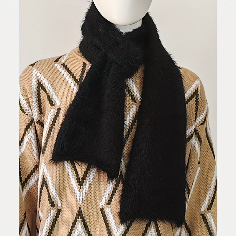 Vintage Style Men's Knit Nylon Faux Mink Fur Scarf 3.15inch Wide - 100% Nylon Soft Textured Fashion Accessory