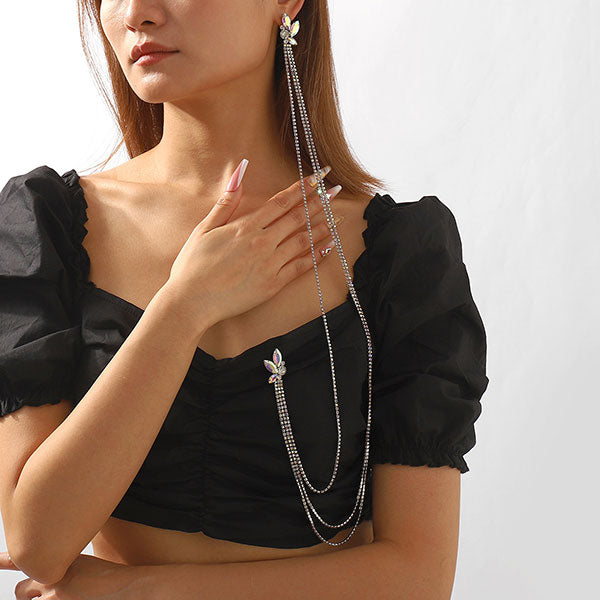 storexq Rhinestone Chic Multi-layer Claw Chain Earrings