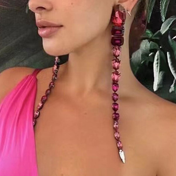 storexq Glass Drill & Rhinestone Chain Feminine Earrings