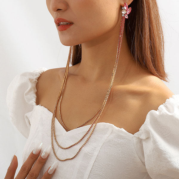 storexq Rhinestone Chic Multi-layer Claw Chain Earrings