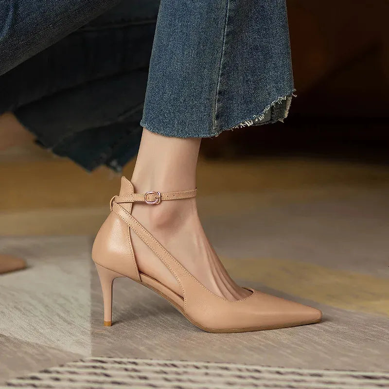 Heels Women Spring Solid Colors Pointed Medium Fashion Elegant Casual Shoes Party Sandals Pumps Talon Zapatos 240605
