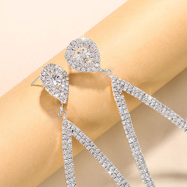 storexq 1Pair Water Drop Shape Rhinestone Classic Cutout Earrings