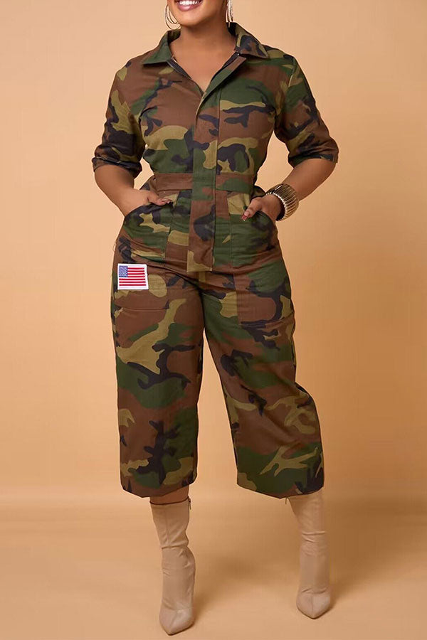 storexq Camouflage Commuting Pocket Jumpsuit