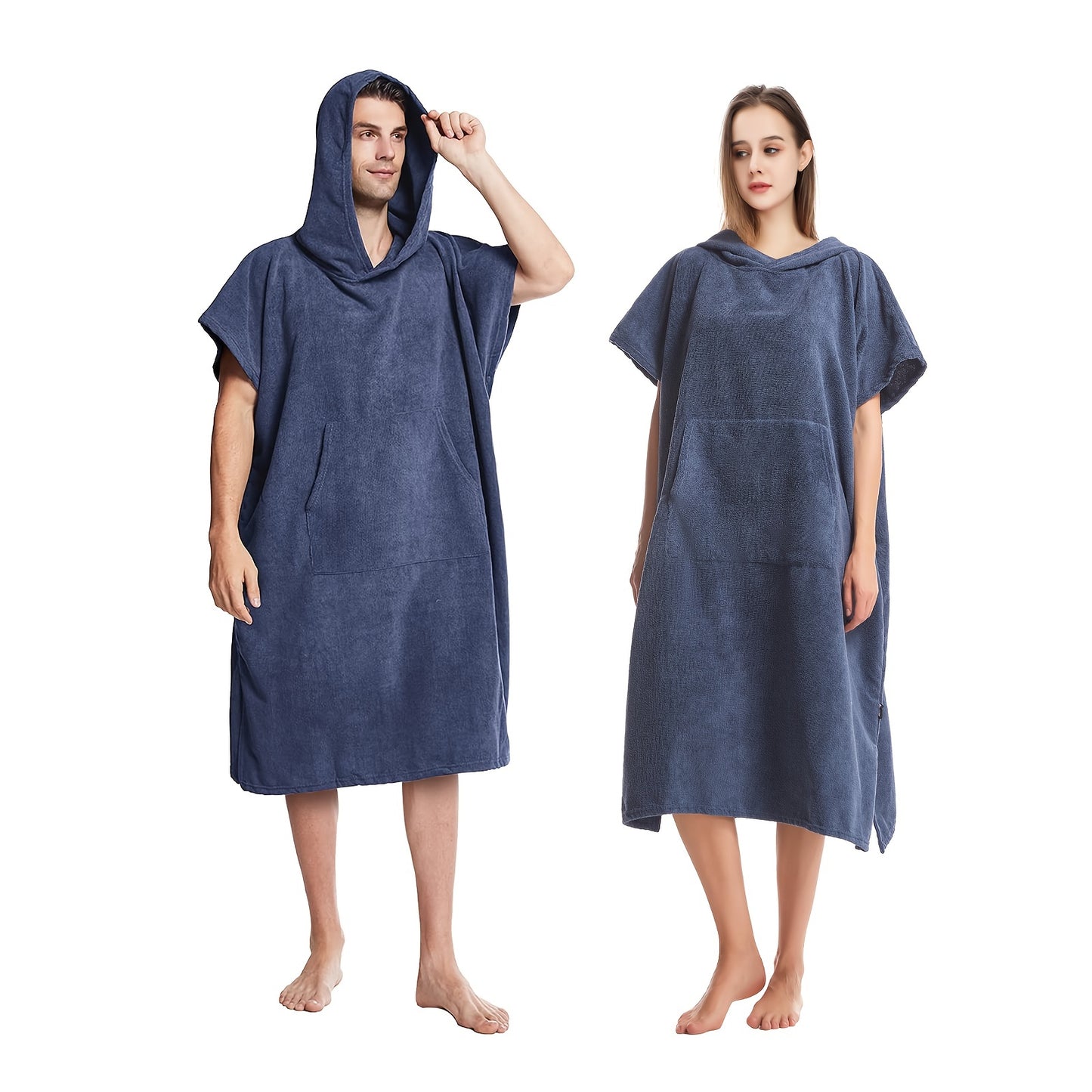 1pc Soft Quick-drying Bathrobe, Super Absorbent Hooded Short-sleeved Pajamas, Dress Style Nightdress, Adult Bathrobe, All-purpose Pajamas For Men And Women In 5 Colors, Bathroom Supplies