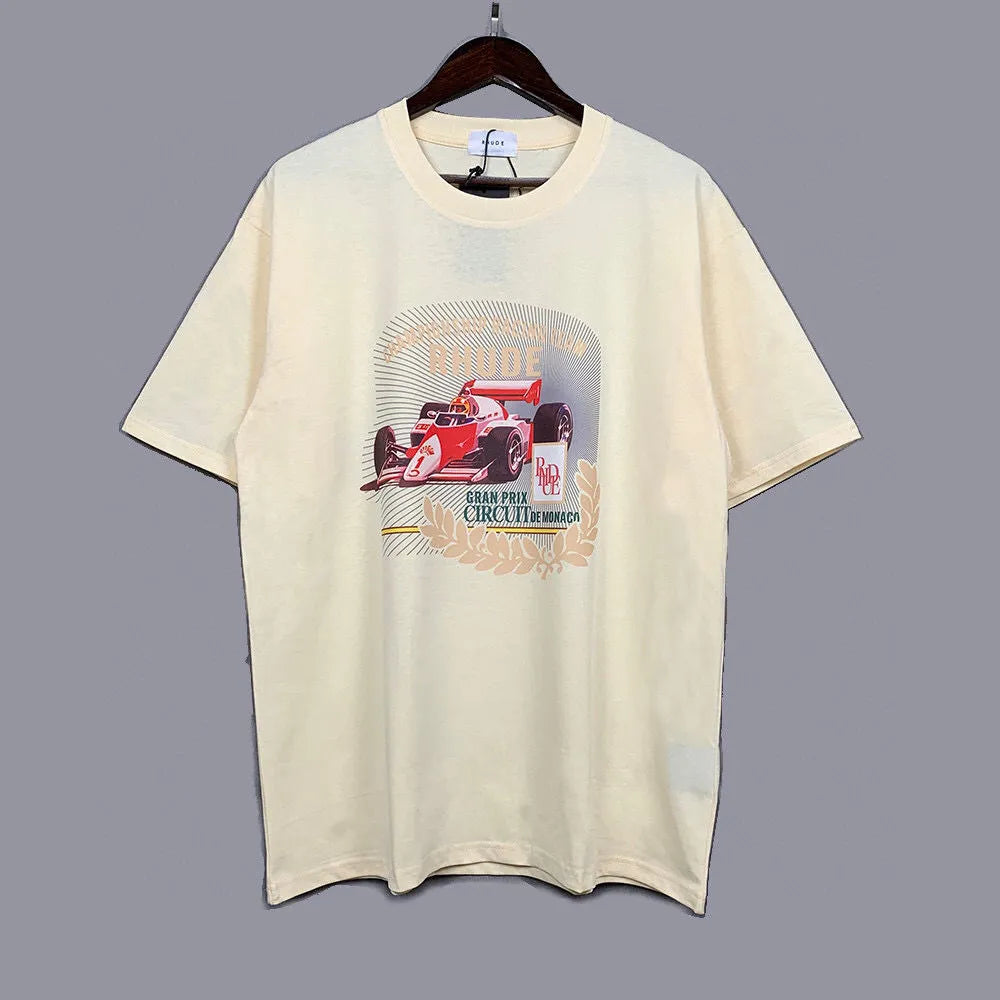 RH Designers Mens Rhude Embroidery T Shirts for Summer Mens Tops Letter Polos Shirt Womens Tshirts Clothing Short Sleeved Large Plus 100% Cotton Tees Size S-XL