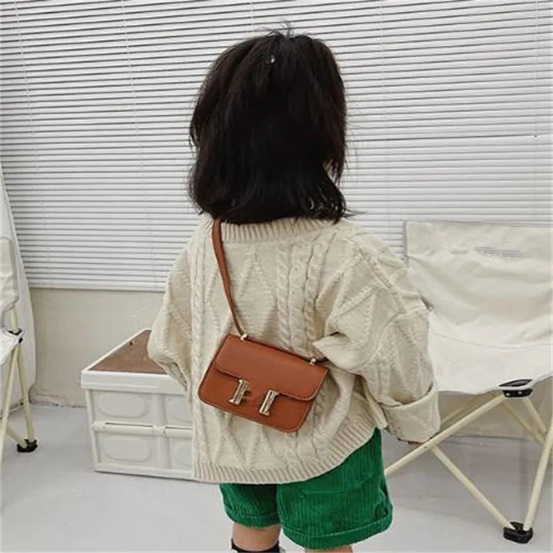 Kids Handbag Girl Shoulder Bags Gold Buckle PU Leather Children Coin Purses Saddle Bag Princess Messenger Bag