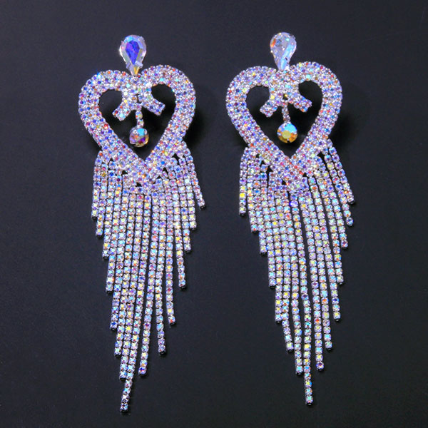 storexq 1Pair Heart Shape Sweet Tassel Earrings