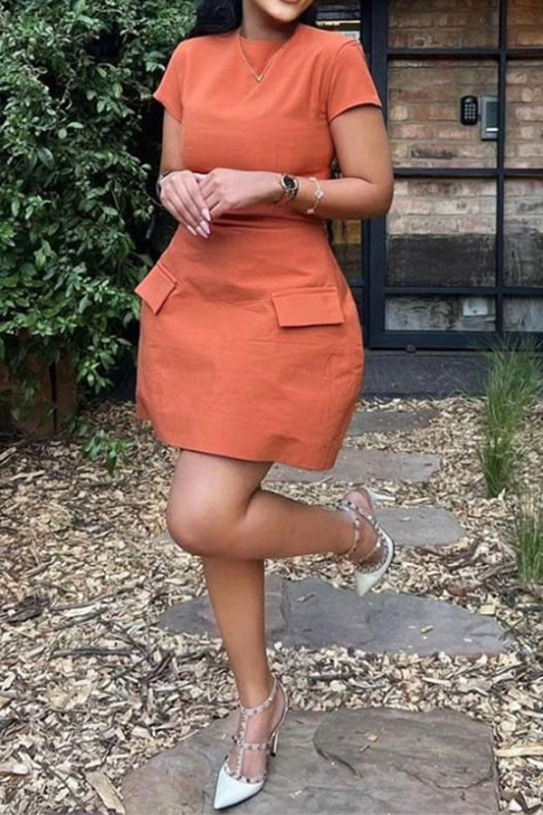 storexq Solid Color Commuting A-Line Mini Dress