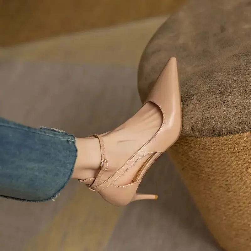 Heels Women Spring Solid Colors Pointed Medium Fashion Elegant Casual Shoes Party Sandals Pumps Talon Zapatos 240605