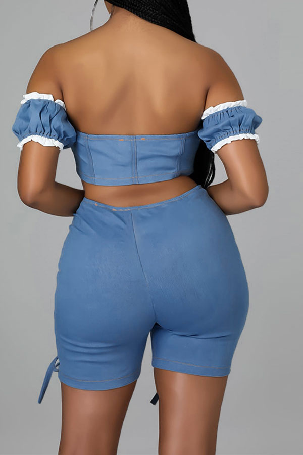 storexq Bandage Lace-Up Rocking Denim Pant Suit