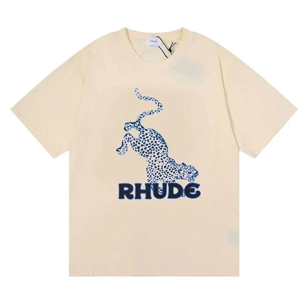 RH Designers Mens Rhude Embroidery T Shirts for Summer Mens Tops Letter Polos Shirt Womens Tshirts Clothing Short Sleeved Large Plus 100% Cotton Tees Size S-XL