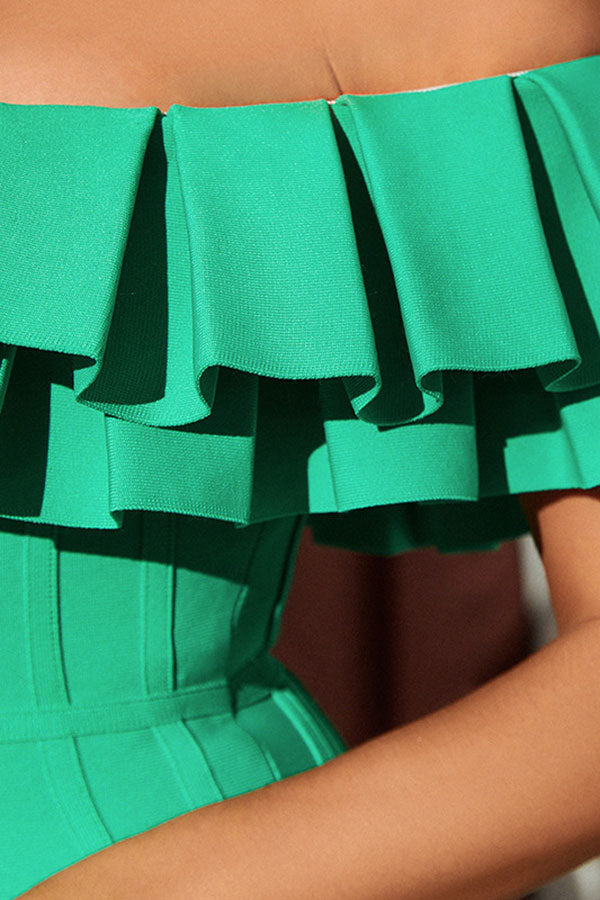 storexq Solid Color Chic Layered Ruffle Mini Dress