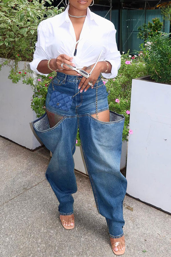storexq Blue Cool Cutout Jeans
