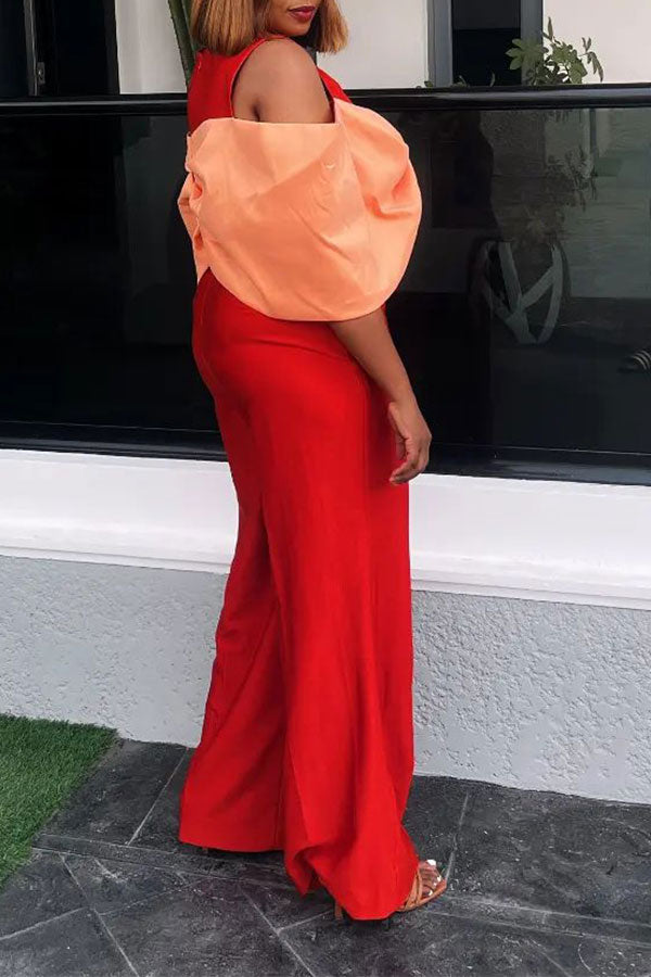 storexq Hit Color Bow Design Stunning Cutout Detail Jumpsuit
