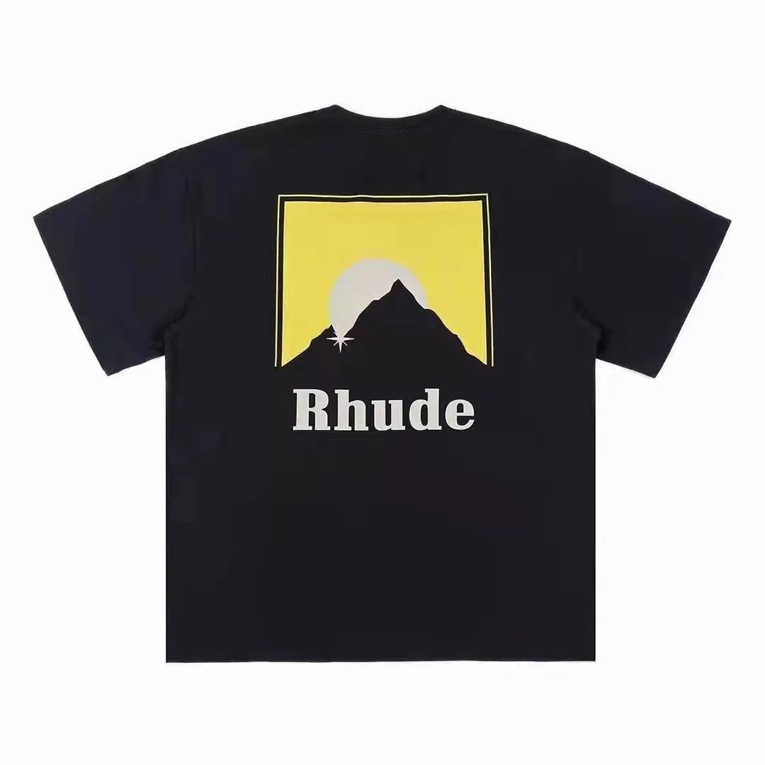 RH Designers Mens Rhude Embroidery T Shirts for Summer Mens Tops Letter Polos Shirt Womens Tshirts Clothing Short Sleeved Large Plus 100% Cotton Tees Size S-XL