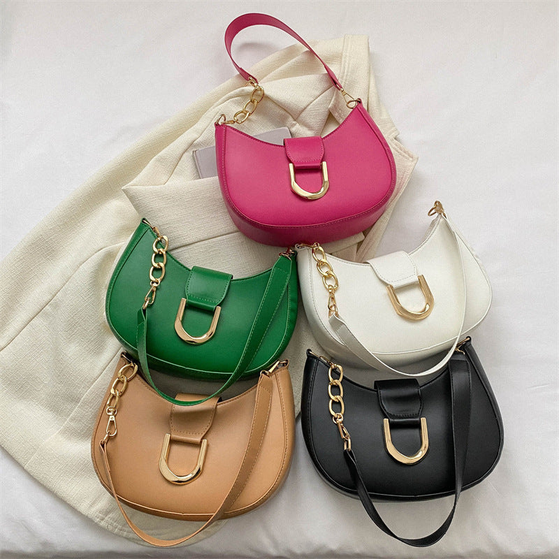 STOREXQ New Moon Bag Bags New Fashion Solid Color Single-Shoulder Bag Western Texture Special-Interest Design Messenger Bag Women's Bag